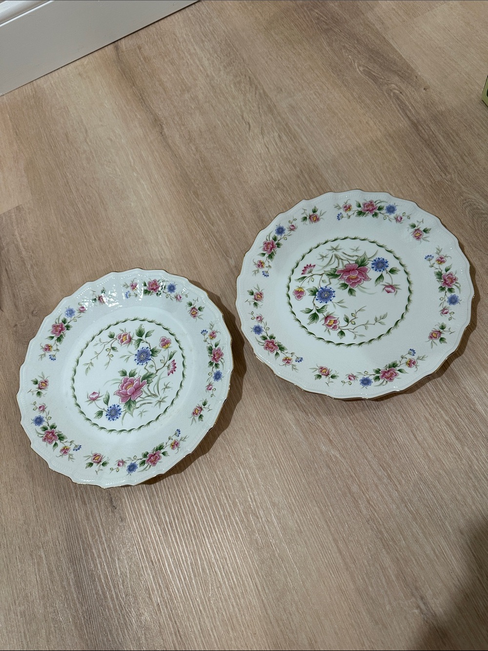 Two 2 Vintage Andrea by Sadek “Spring Night” Fine China 10.5” Dinner Plate Japan